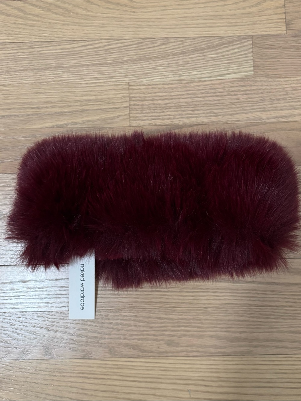 Naked wardrobe -burgundy faux fur plush headband - Picture 2 of 4